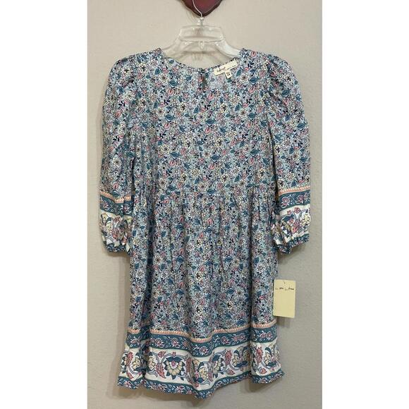 BeBop Dresses & Skirts - Bebop Womens XS Blue Floral Short 3/4-Sleeved Flowy Pleated Dress NWT! A1830